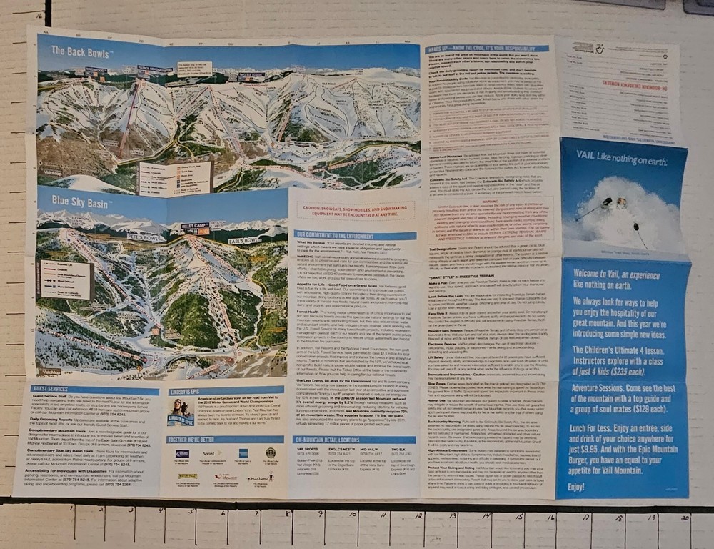2009/10 VAIL SKI RESORT TRAIL MAP. MINT UNUSED CONDITION