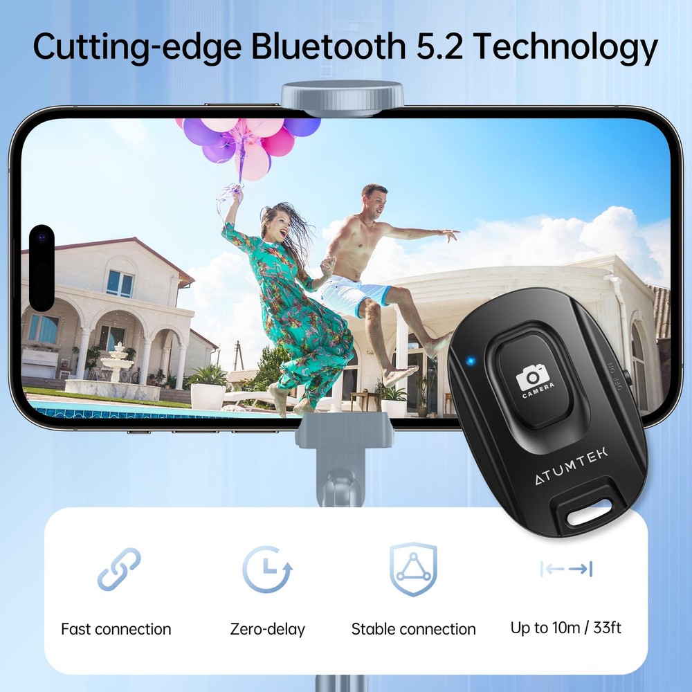 ATUMTEK Camera Remote Shutter for iPhone and Android Smartphones 2 Pack Wirel...