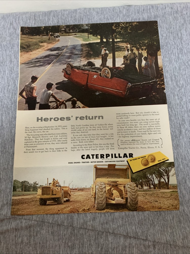 Vintage 1954 Caterpillar Heroes’ Return Advertisement
