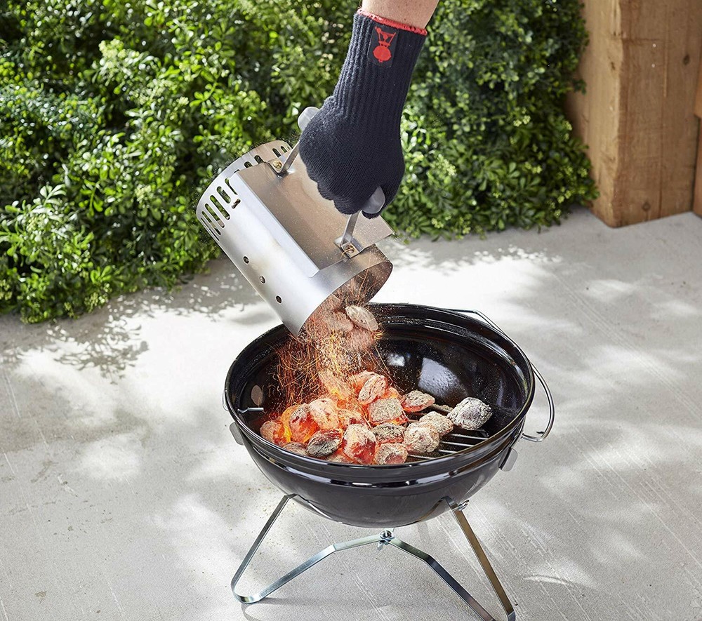 Compact Rapidfire Chimney Starter Charcoal Grill Start Lighter Can Bin W/ Handle