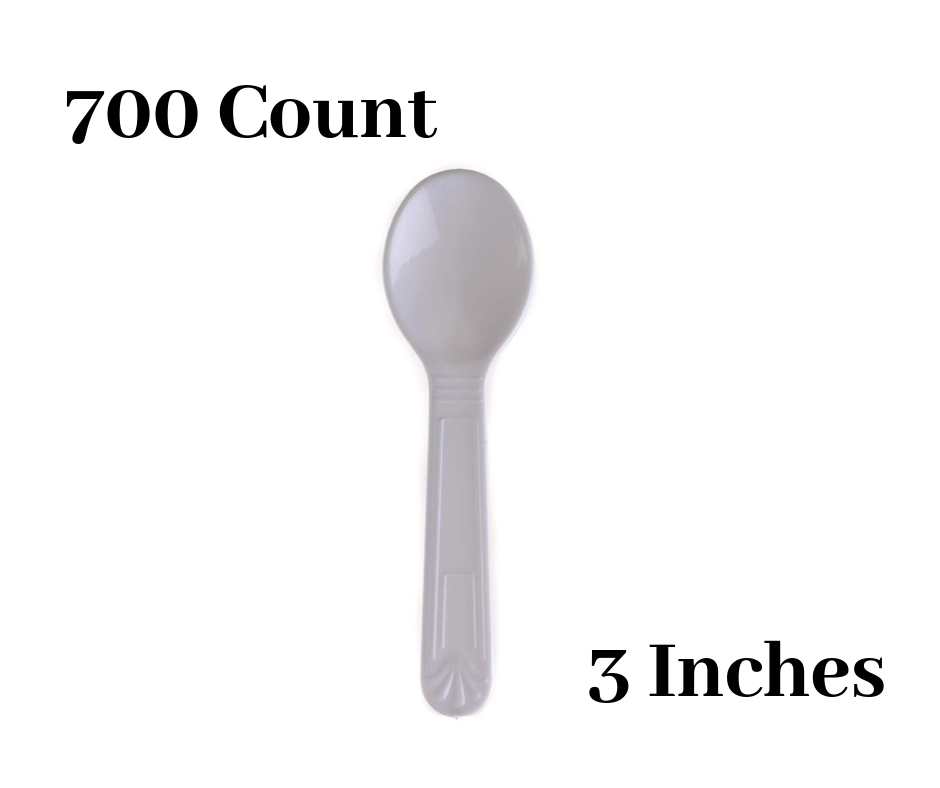 700 Pack - 3 Inch White Mini Tasting Spoons Plastic Disposable Taster Spoons