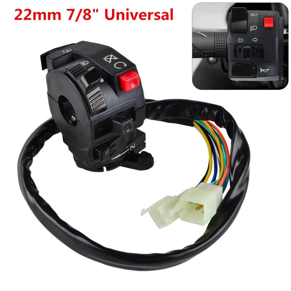22mm 7/8"Motorcycle Handlebar Start Stop Headlight Hi/Low Throttle ON-Off Switch