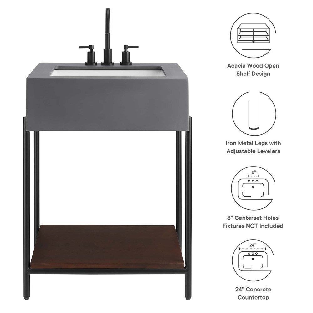 Etch 24" Bathroom Vanity with Sink in Black White