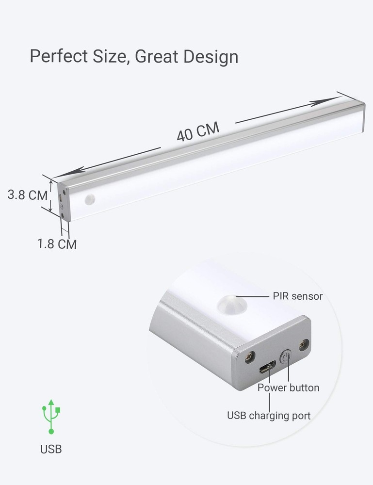 Automatic Wireless 48 LED Kitchen Cabinet Lighting Motion Sensor Rechargeable...
