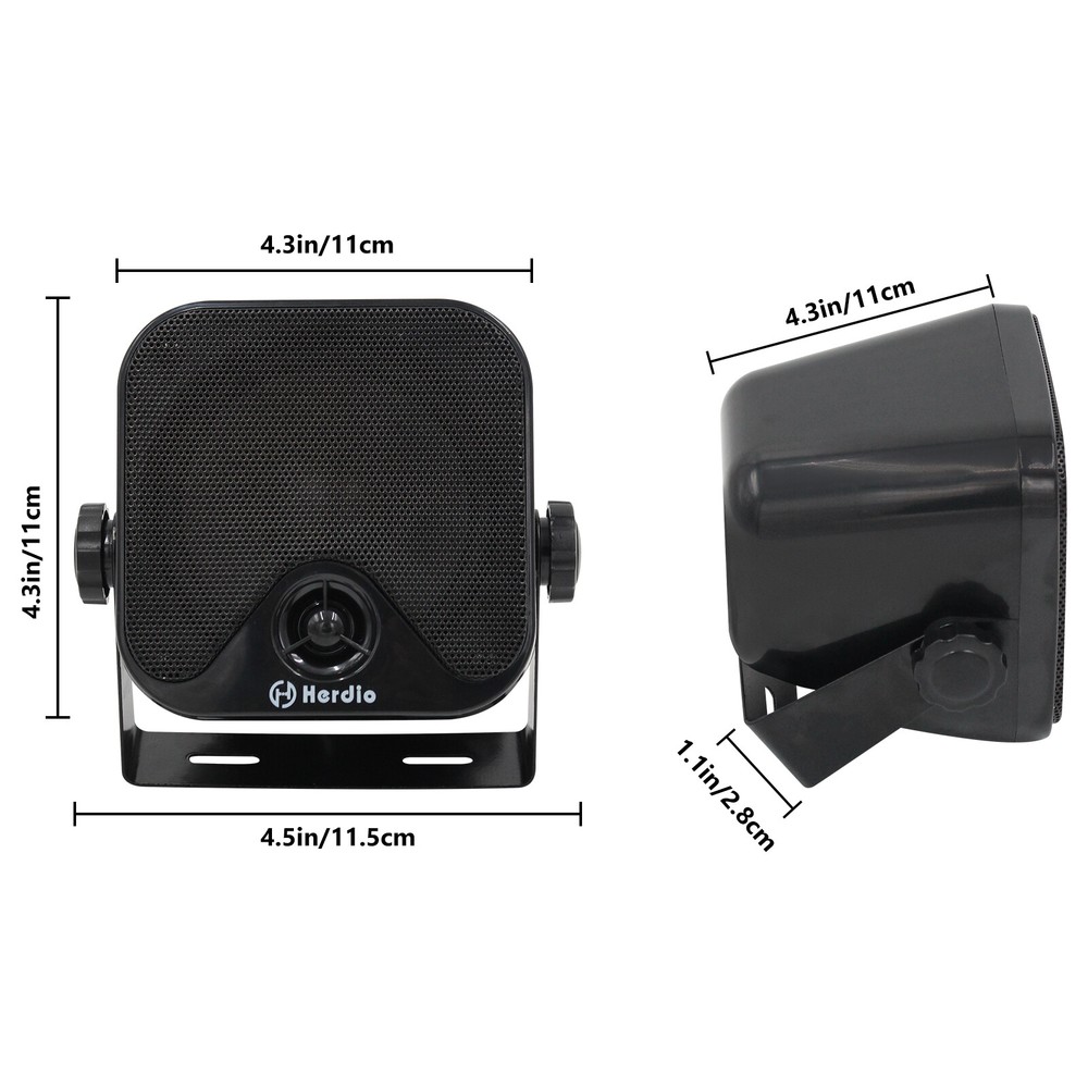 Herdio 4" Marine Waterproof Bluetooth Speakers Surface Mount for Boat ATV UTV