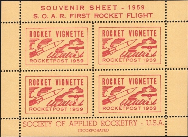 U.S., 1959. S.O.A.R. Rocket Souvenir Sheet