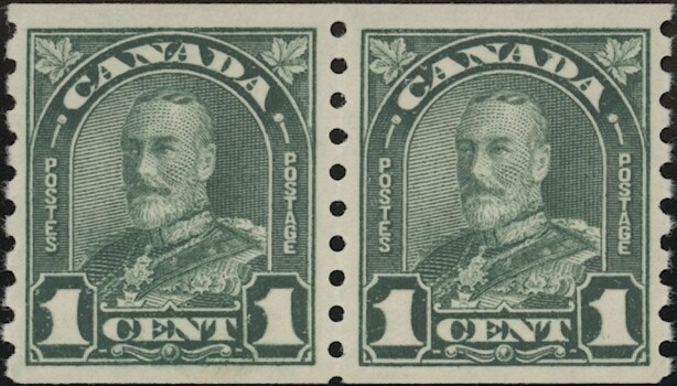 CANADA, 1930-31. KGV "Arch/Leaf"  Coil Pair 179, Mint