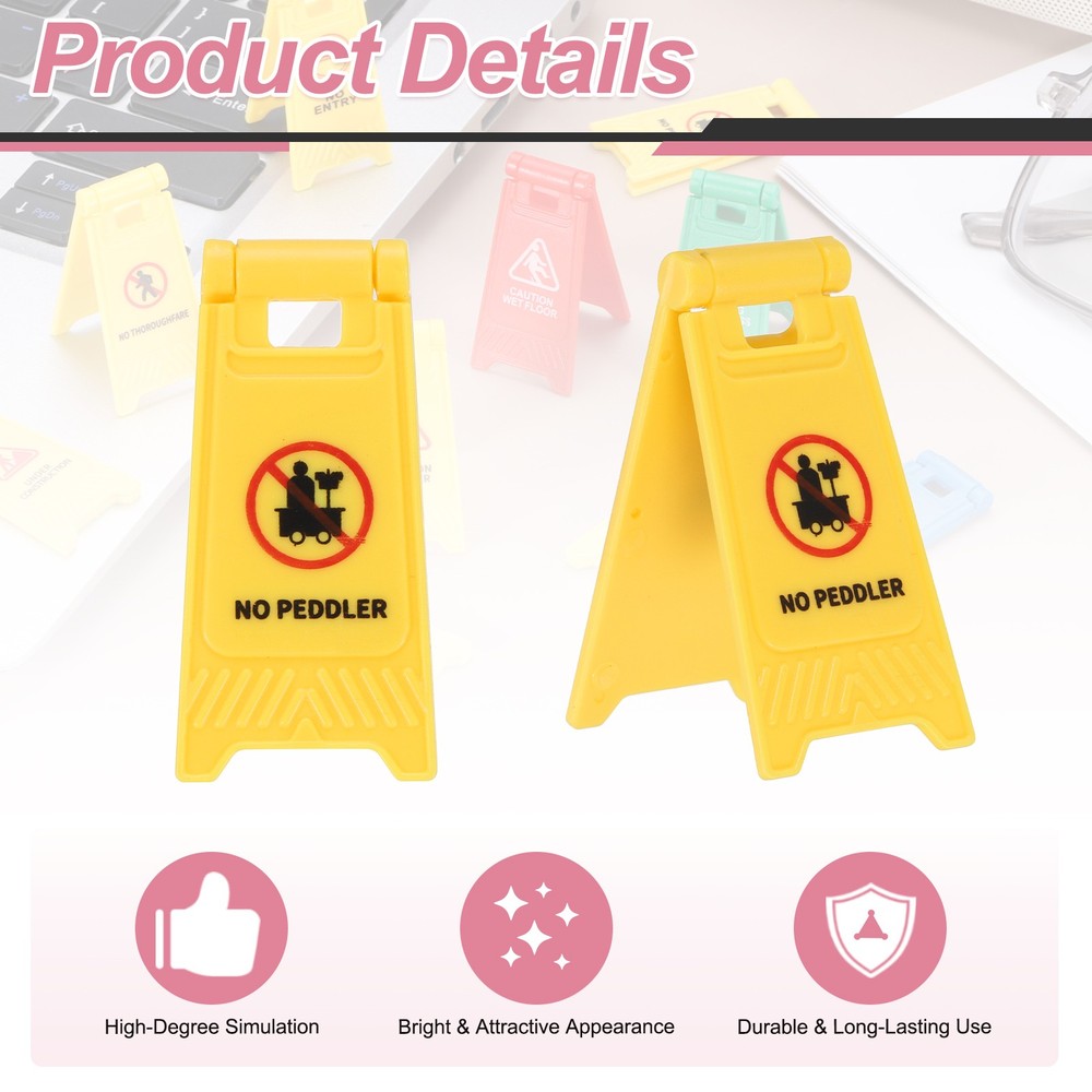 Miniature Warning Sign, No Vending Allowed Signs (Yellow, 2pcs)