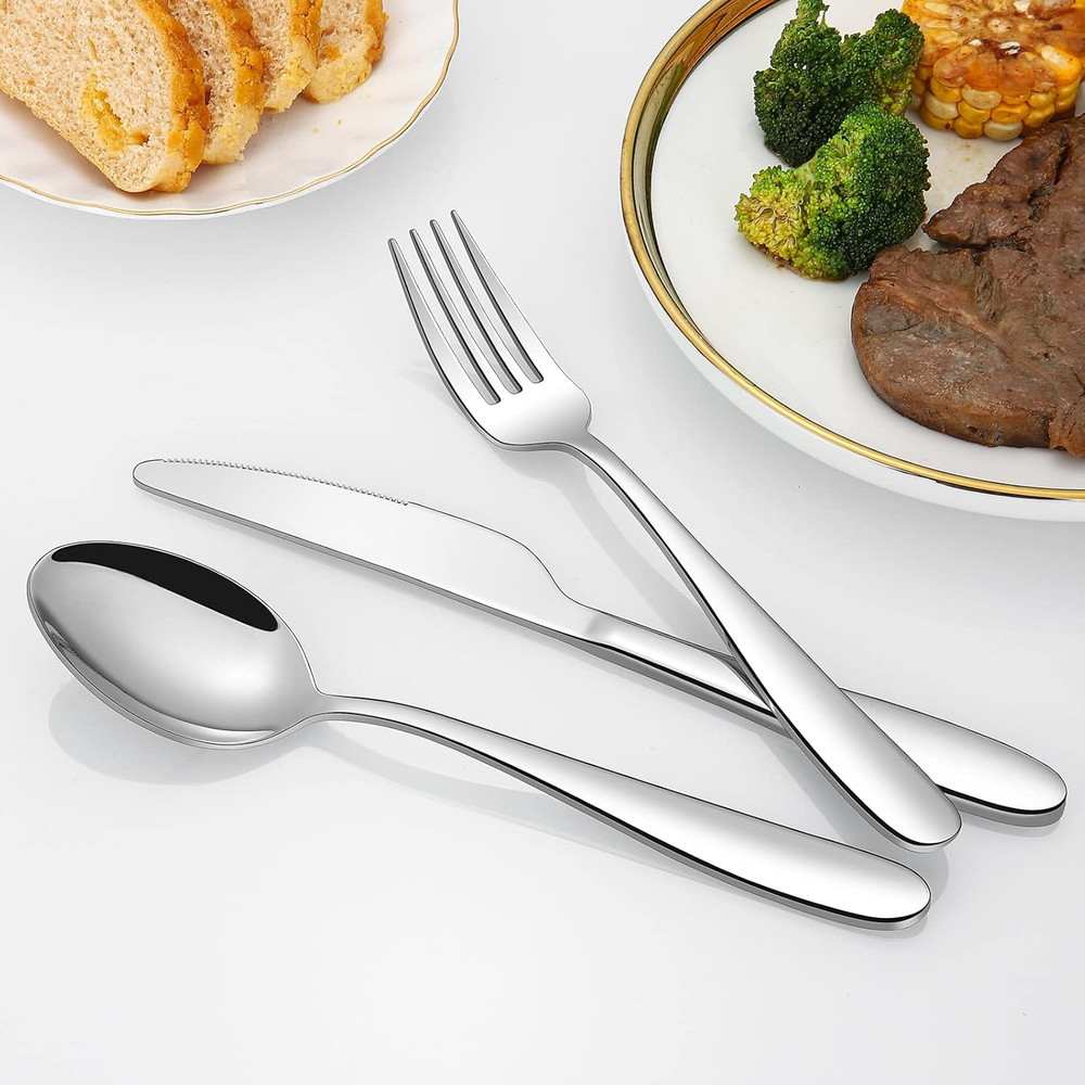 40 Piece Silverware Set for 8, Stainless Steel Flatware, Kitchen Utensils