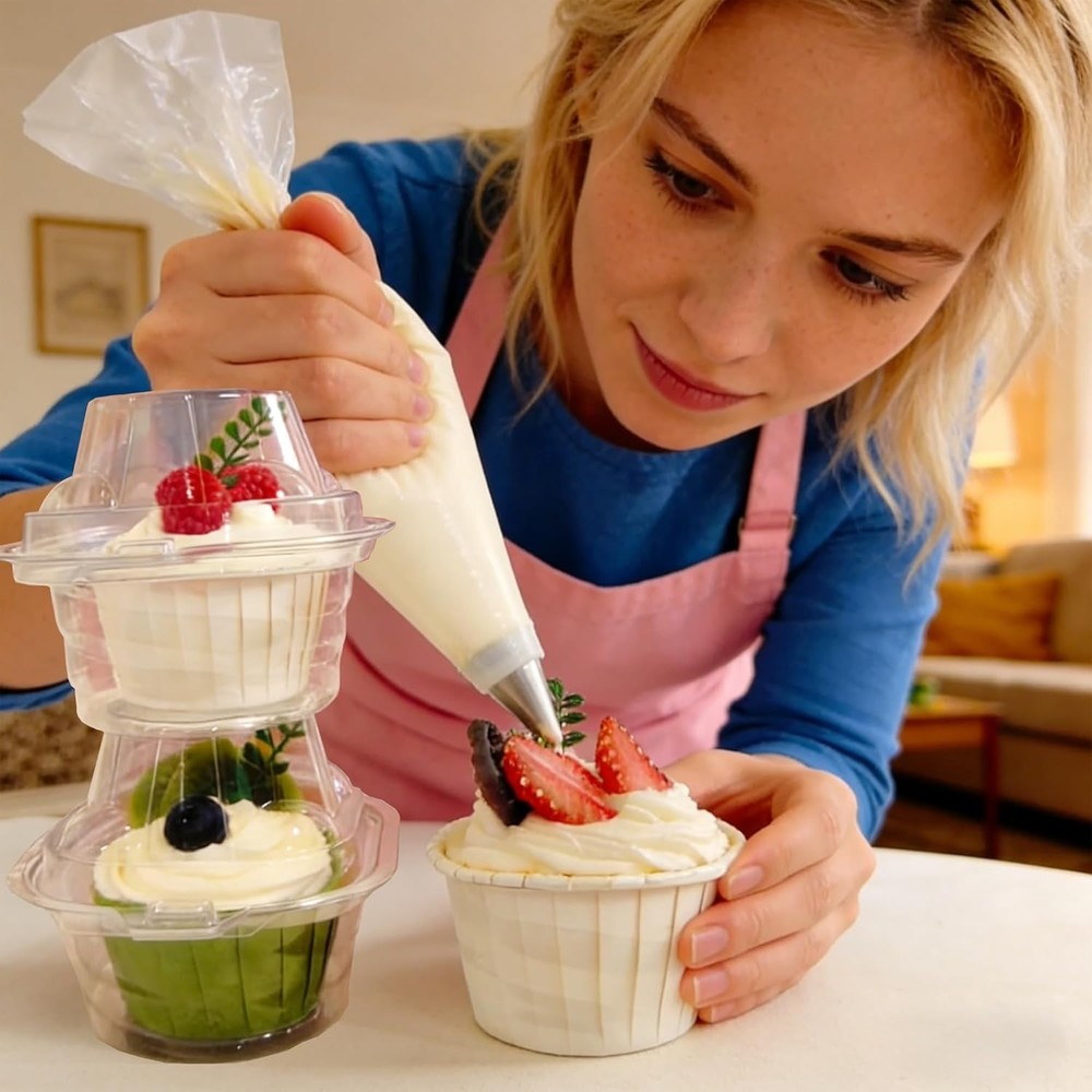 25 Count Clear Cupcake Containers - Perfect for Transporting Desserts Safely