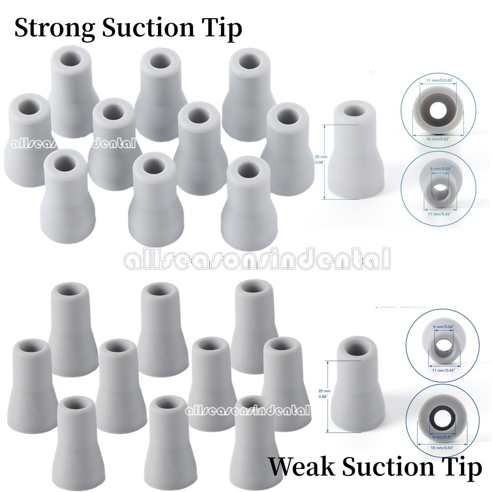 Dental Saliva Ejector Weak/Strong Suction Rubber Snap Tip Adapter Replacement