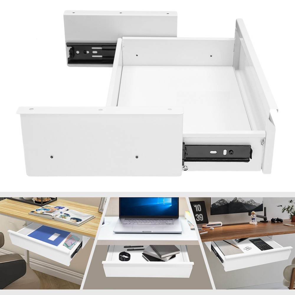 Under Desk Mounted Sliding Pull-out Drawer Storage Organizer for Workstation
