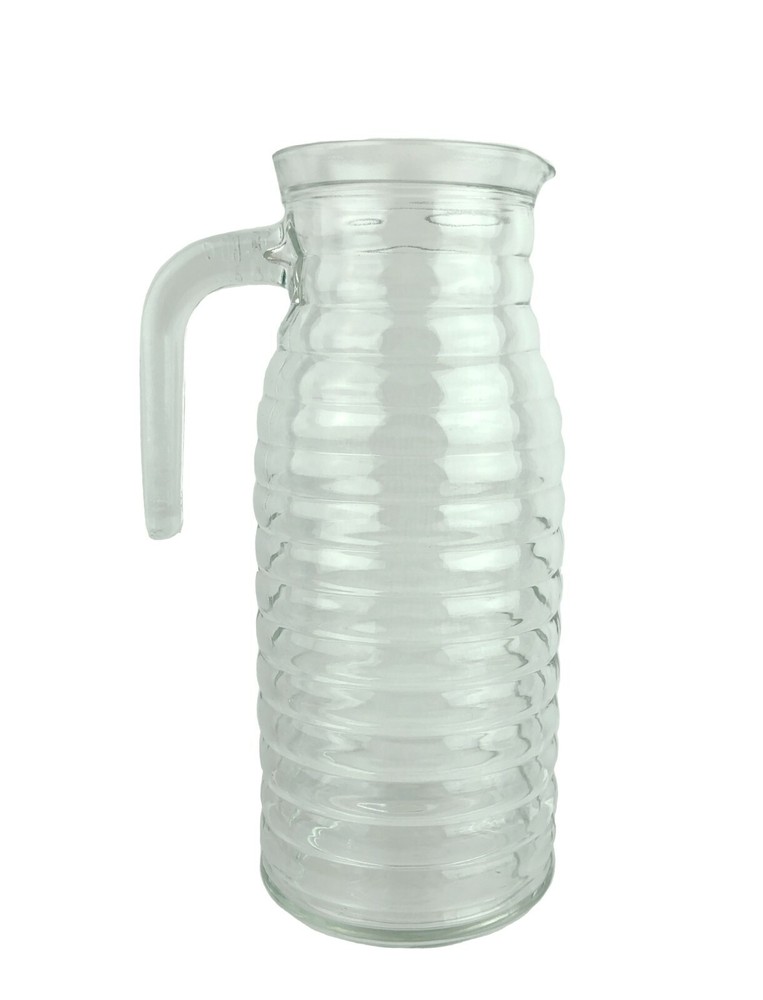 Ringed Ringware Clear Glass Fridge Pitcher Arcoroc ?