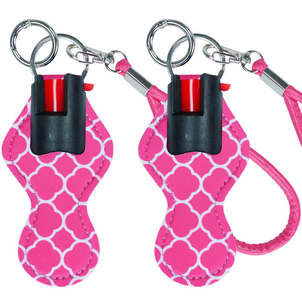 Pepper Spray holder for key Keychain (Pink-Checker)combo pack