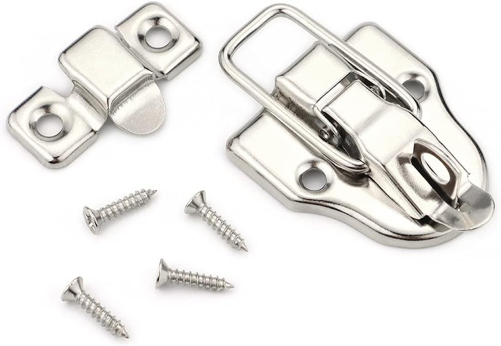 10 Pack Metal Duck-Billed Box Hasp Lock Toggle Latch Catch, Silver