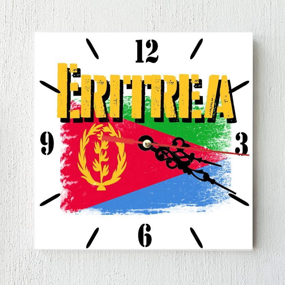 Eritrea Flag Wall clock patriots CERAMIC Tile Watch Support Décor
