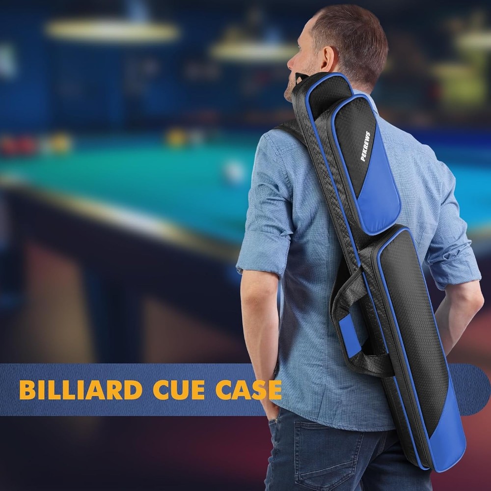 Pool Cue Case, Stick Case 2x2 Holds 2 2x2, Blue/Black