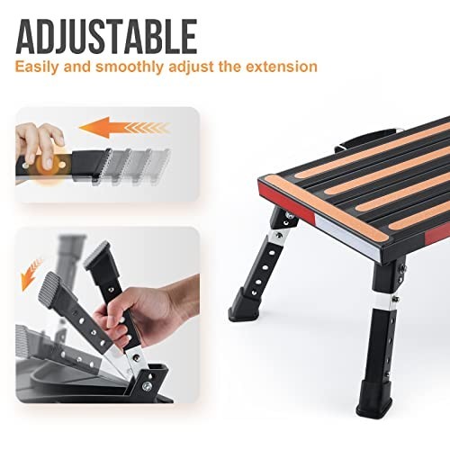 Height Adjustable RV Steps - Folding Platform Step Stool, Anti-Slip Surface, 100