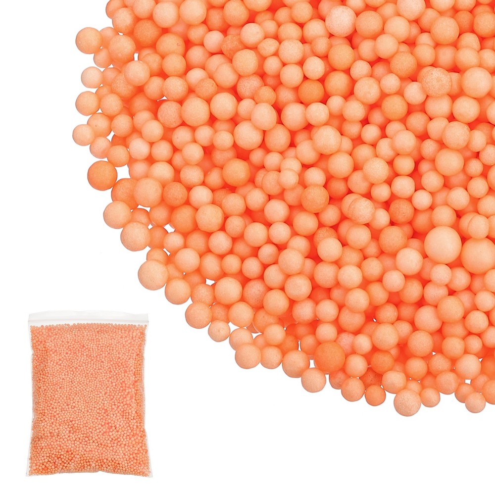 Foam Beads, 2-3mm Mini Small Balls Polystyrene Beads Light Orange