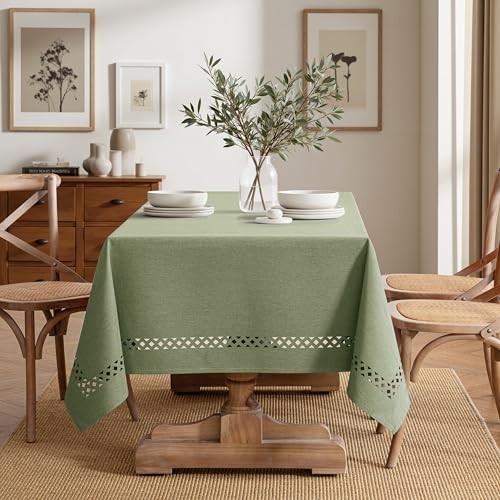 Rectangle Linen Polyester Tablecloth with 104" x 60" (Rectangular) Sage Green