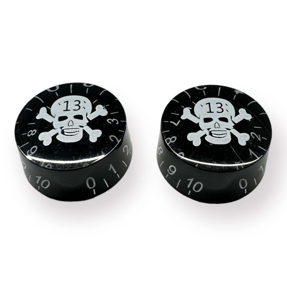 AxLabs Black Speed Knobs With White Skull And White Font - 2 Pack