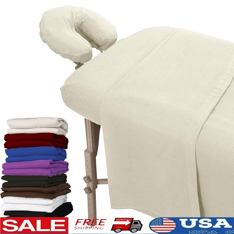 100% Cotton Massage Table Sheets Extra Thick Soft Fitted & Flat Covers Set New