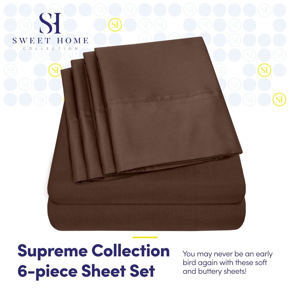 Full Size Bed Sheets - 6 Piece 1500 Supreme Collection Fine Brushed Microfibe...