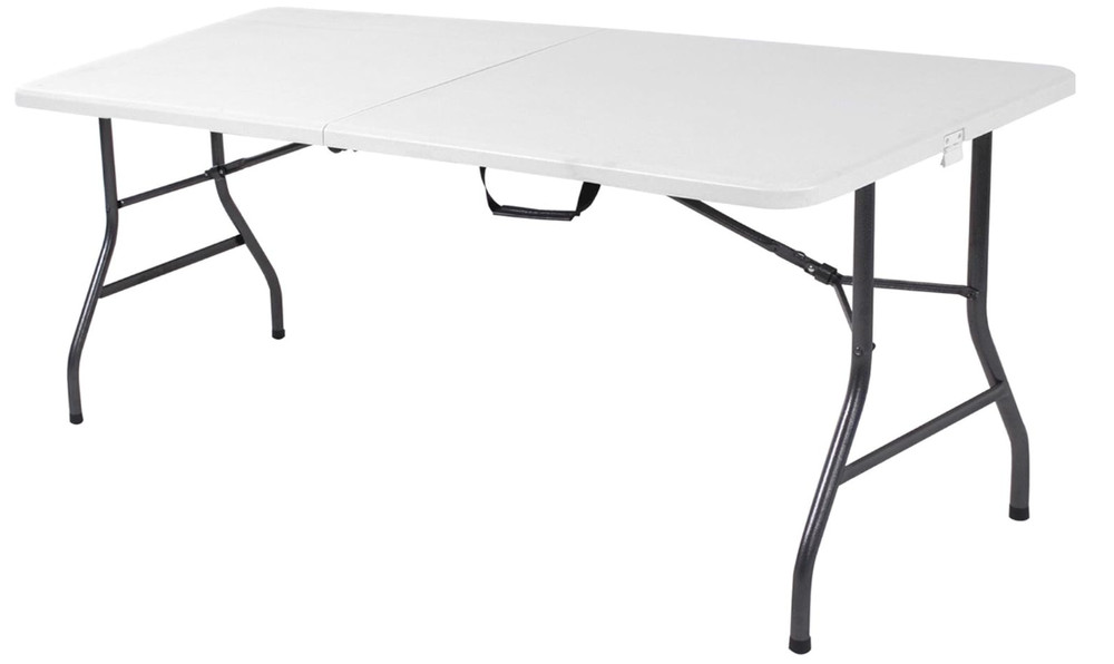 COSCO 6ft Fold-in-Half Banquet Table with Handle, Durable White for Events
