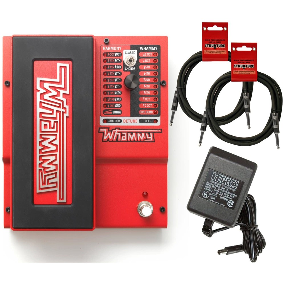 Digitech Whammy 5 Multi-Effects Pedal Bundle w/ 2 Cables and Power Supply