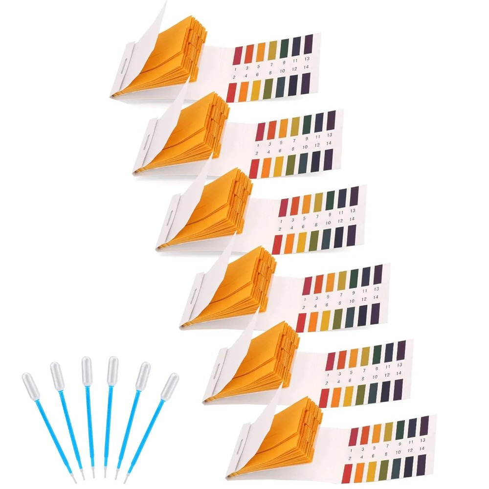 6 Pack pH Test Strips, 480 Strips Full Range 1-14 Universal pH Test Litmus Paper