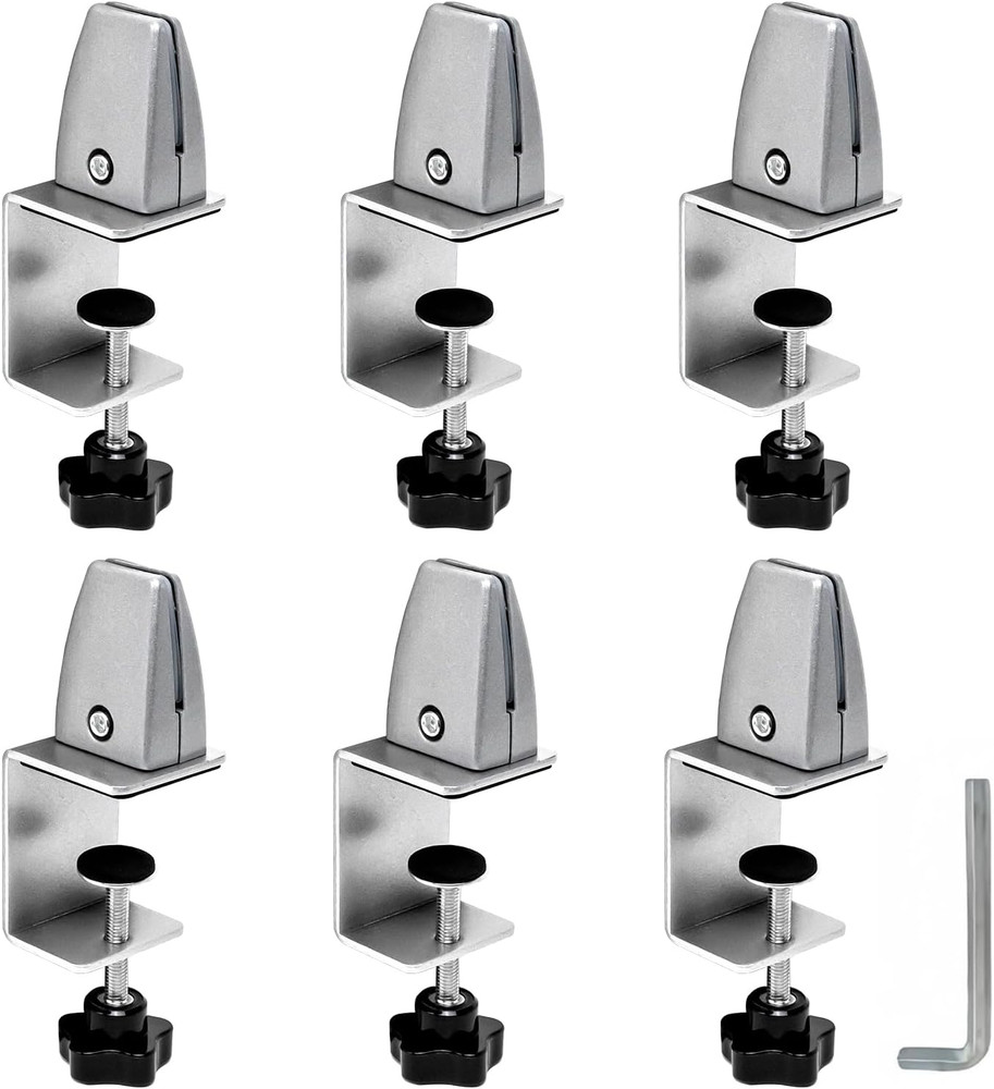 6-Pack Desk Shield Clamp for 2 to 20Mm Thick Panel, Adjustable Desk Divider Clip