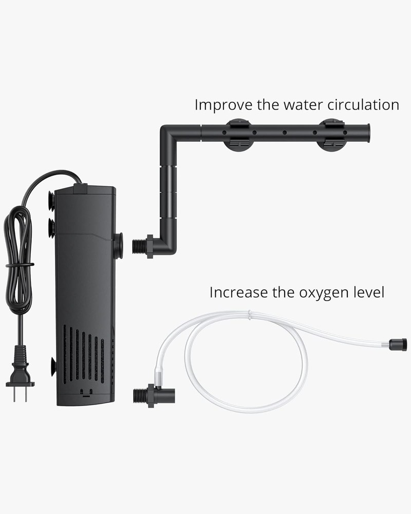 Efficient Aquarium Power Filter with Adjustable Flow for Delicate Fish - 100 GPH