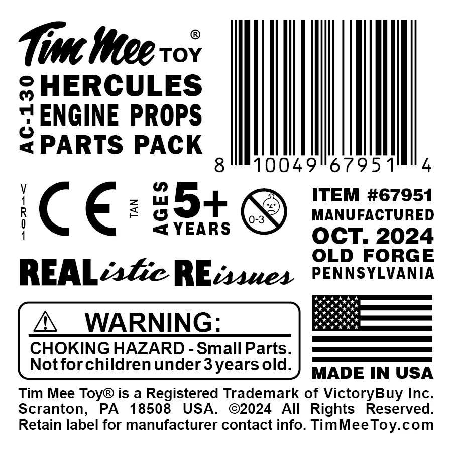 TimMee Processed Plastic C130 Tan Replacement Propellers Tim Mee AC-130 Parts