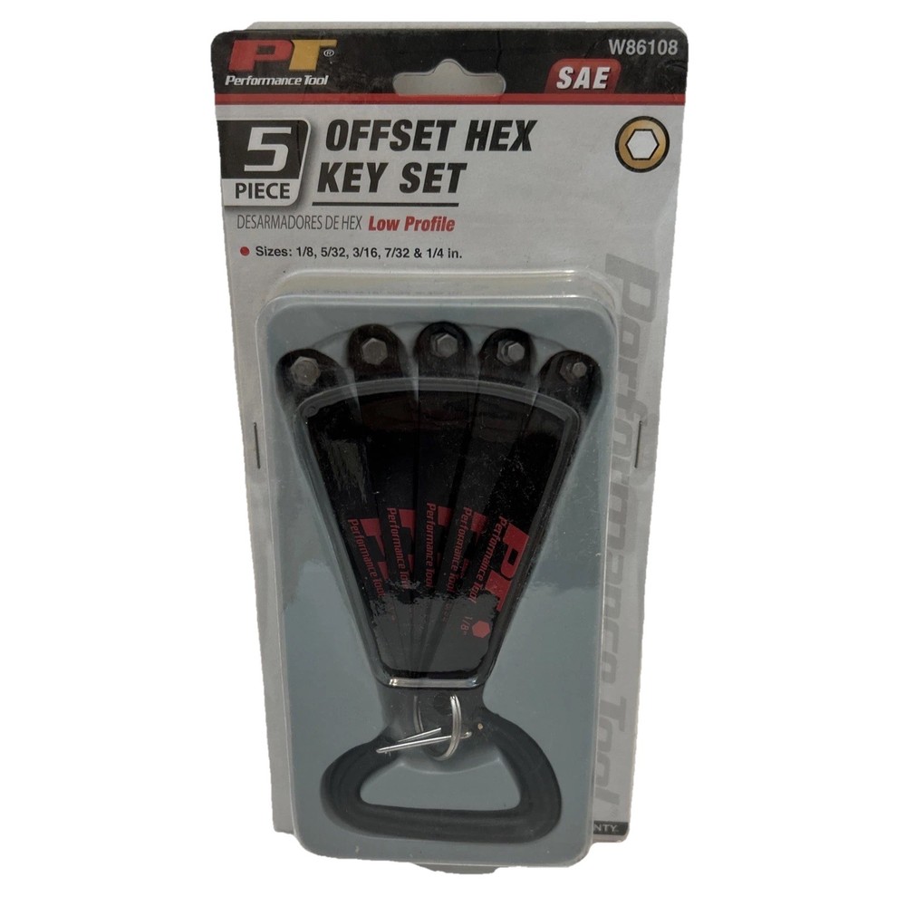 Performance Tool  5-Pc  Offset Hex Key Set SAE, W86108, Low Profile