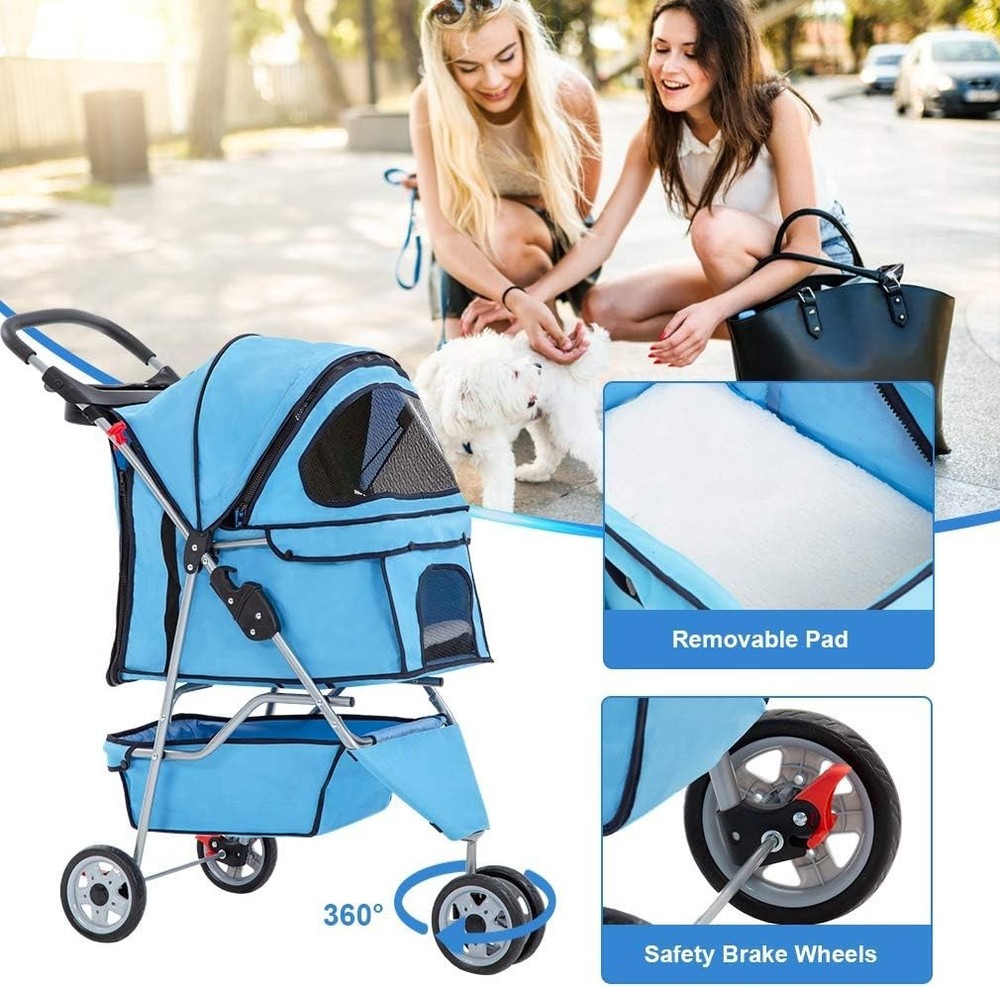 Breathable Mesh Pet Stroller - Lightweight, Foldable Design for Easy Outdoor Use