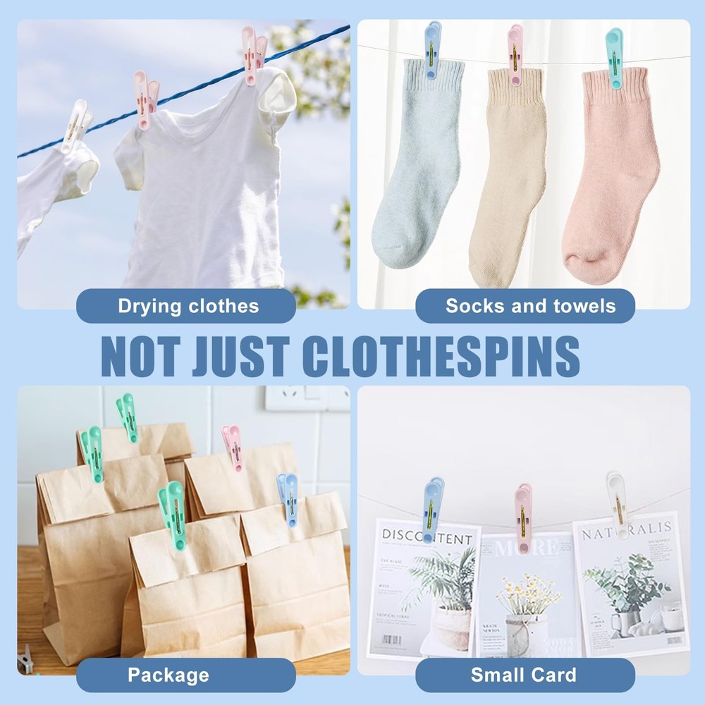 32Pcs Colored Clothes Pins Plastic Clothes Pins Laundry Clips,Package Clips