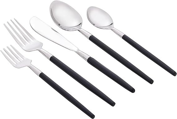 Black Print Cutlery Set