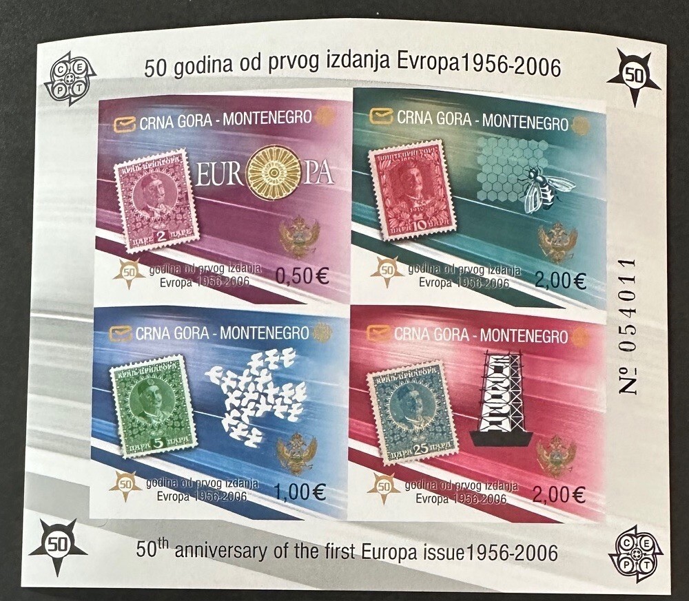 MONTENEGRO 130 Beautiful mint NEVER Hinged IMPERF Sheet Of 4