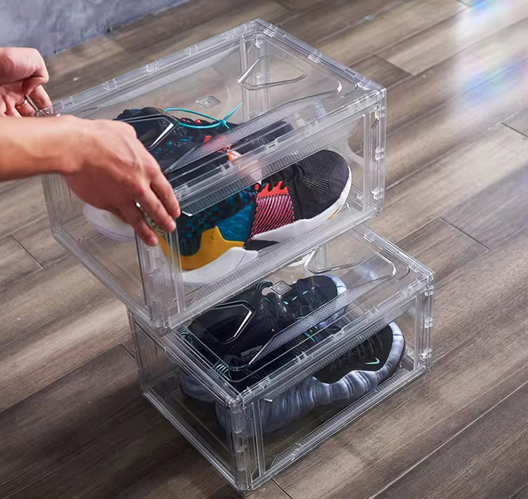 Transparent Magnetic Shoe Acrylic Storage Boxes Clear Organizer Modern Box