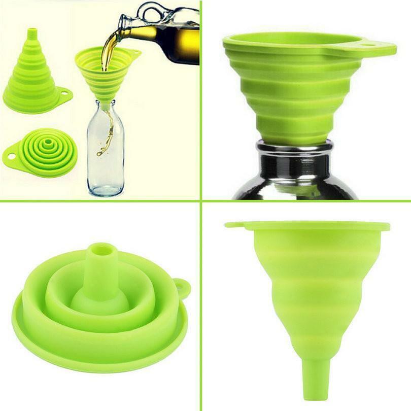 5Pcs Foldable Kitchen Silicone Funnels Small & Large Funnel for Filling Bottles