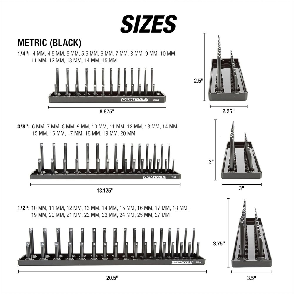 Tool Storage Organizer for Quick Socket Identification
