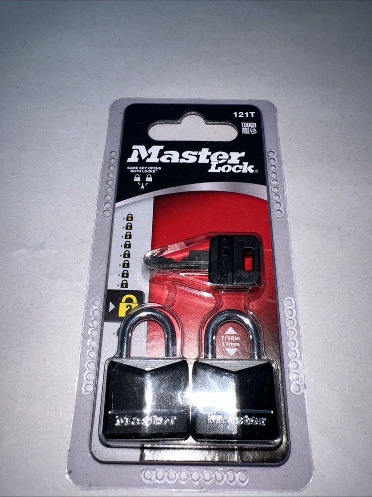 Master Lock Mini Black Keyed Padlock 2 Pack Package Model 121T