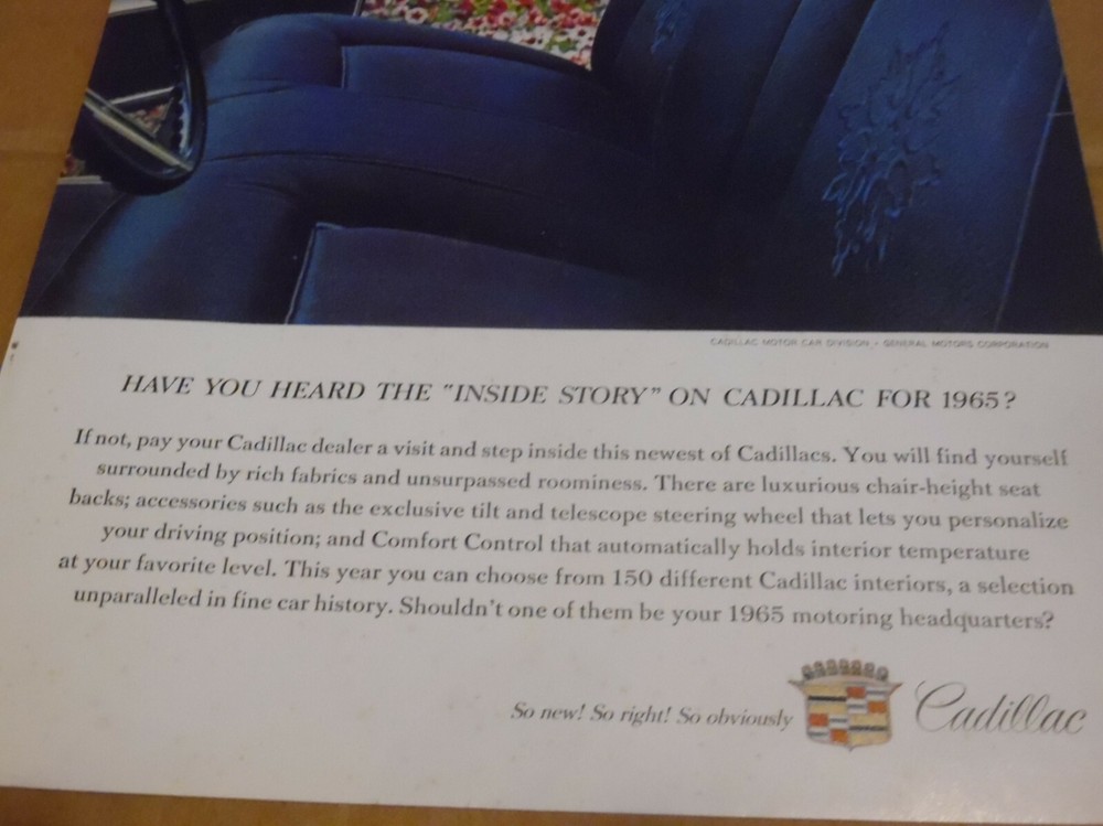 Advertisement 1965 Cadillac - 150 Interiors Ad