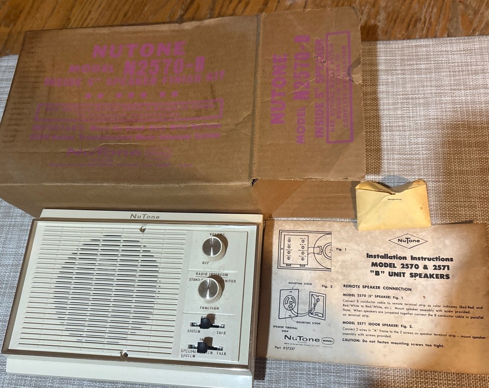 Nutone N2570-B  Intercom with Rough-in Frame 5” Speaker