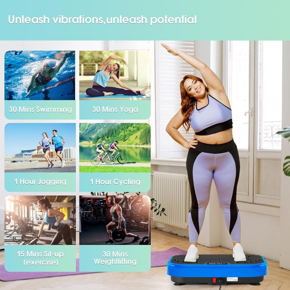 Vibration Plate Exercise Machine 400 Lbs max Whole Body Workout Resistance Band