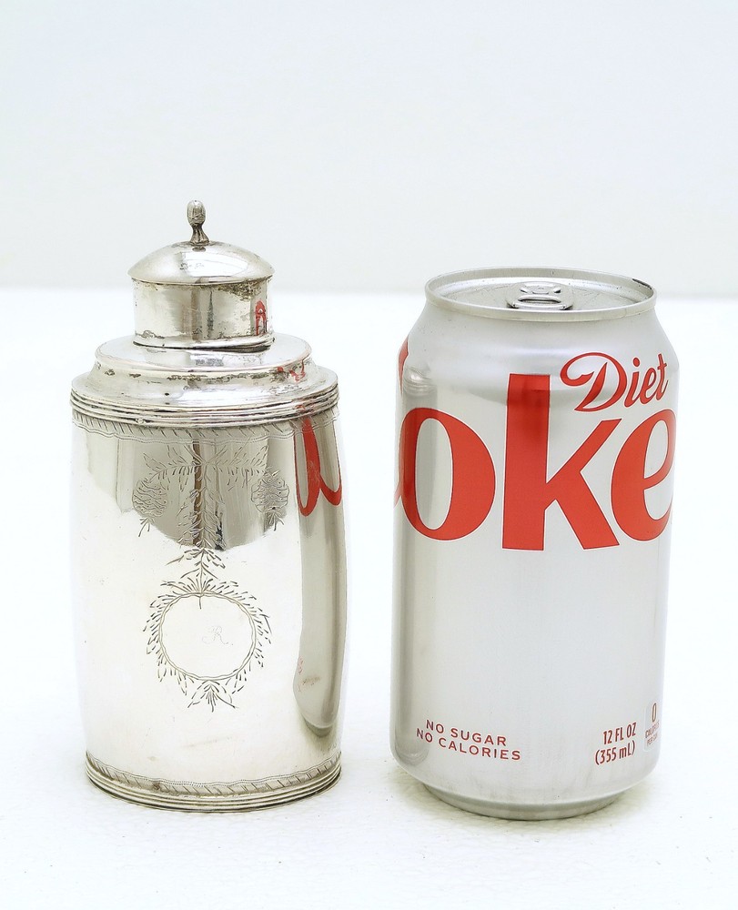 Norway Solid Silver Tea Caddy Engraved Pine cones Hallmarked AS c1790