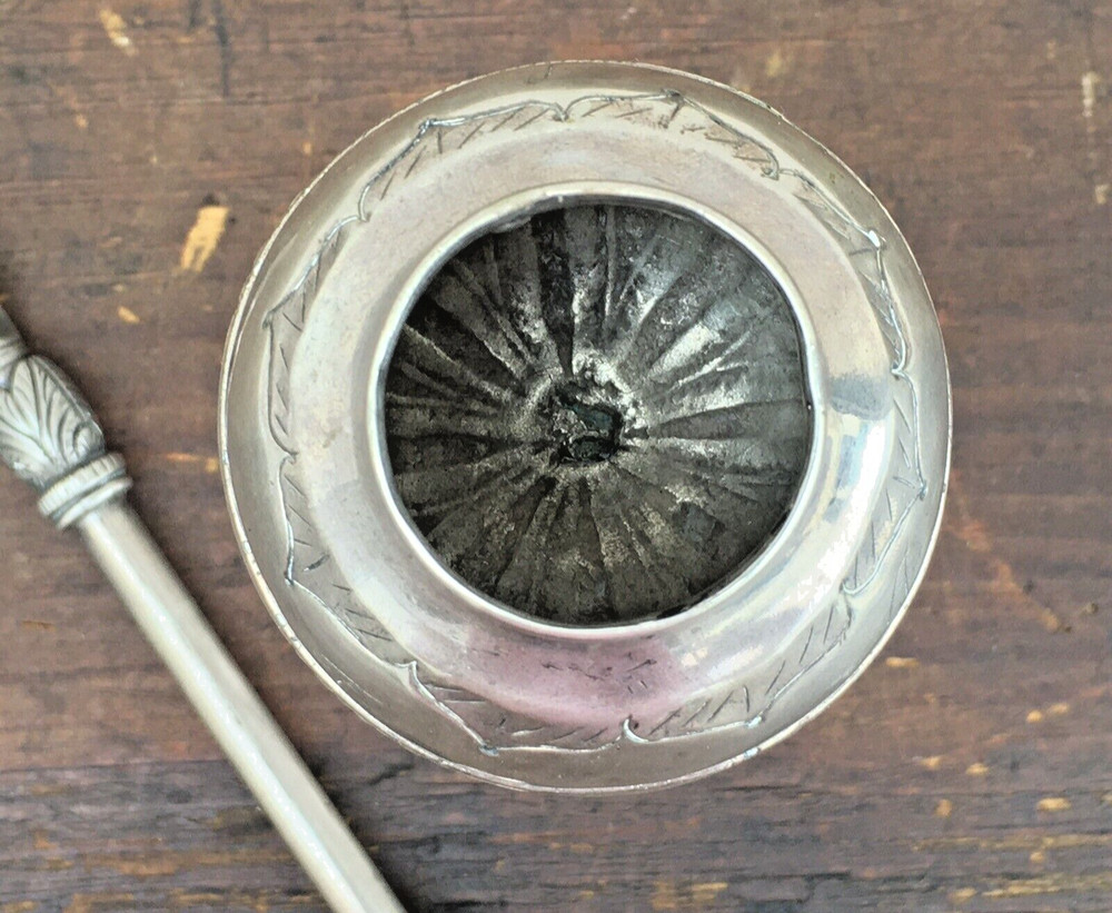 18th c. Spanish Colonial, So. American Hallmarked Silver Mate Cup & Bombilla