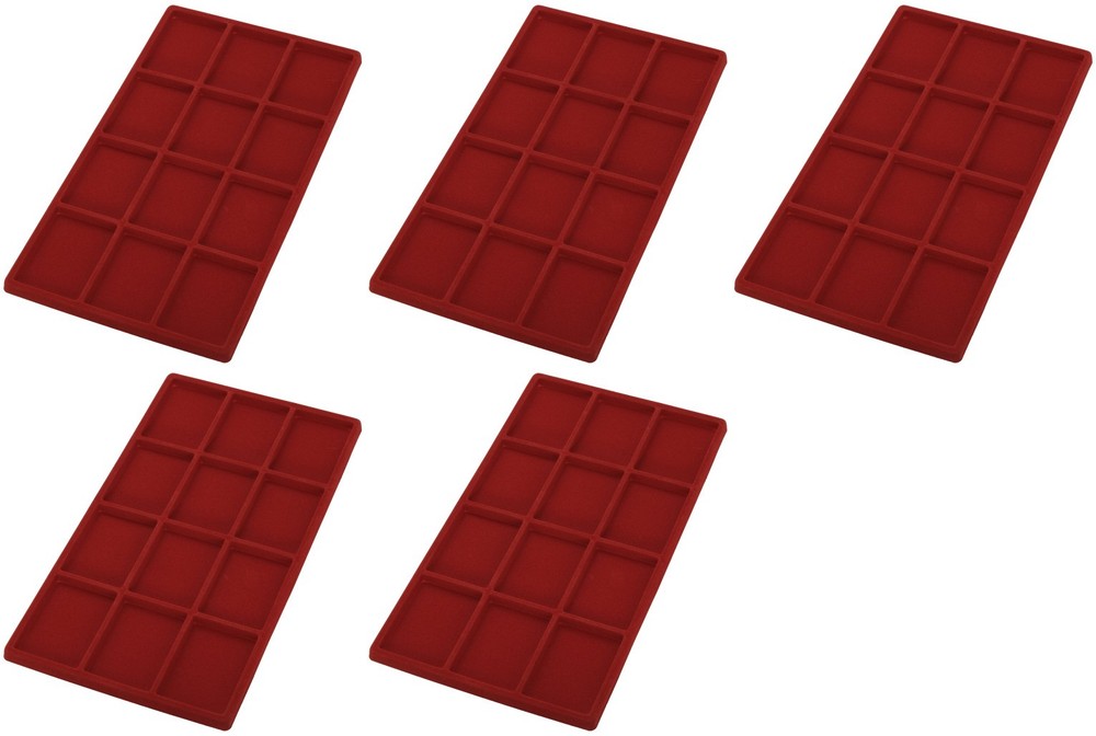 5 Red 12 Compartment Display Tray Inserts