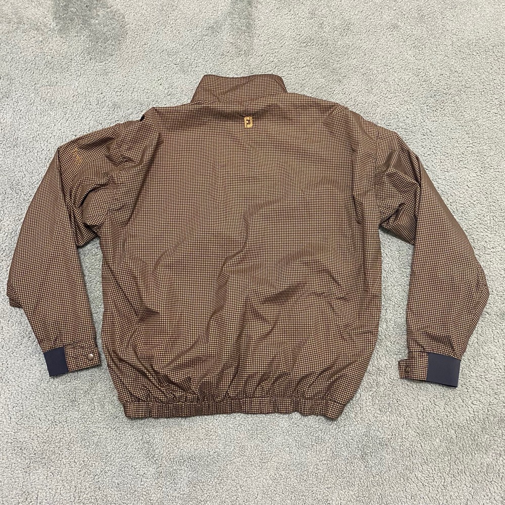 FootJoy Mens L Golf Jacket Dryjoys Pullover Brown Houndstooth Half Button/Zip