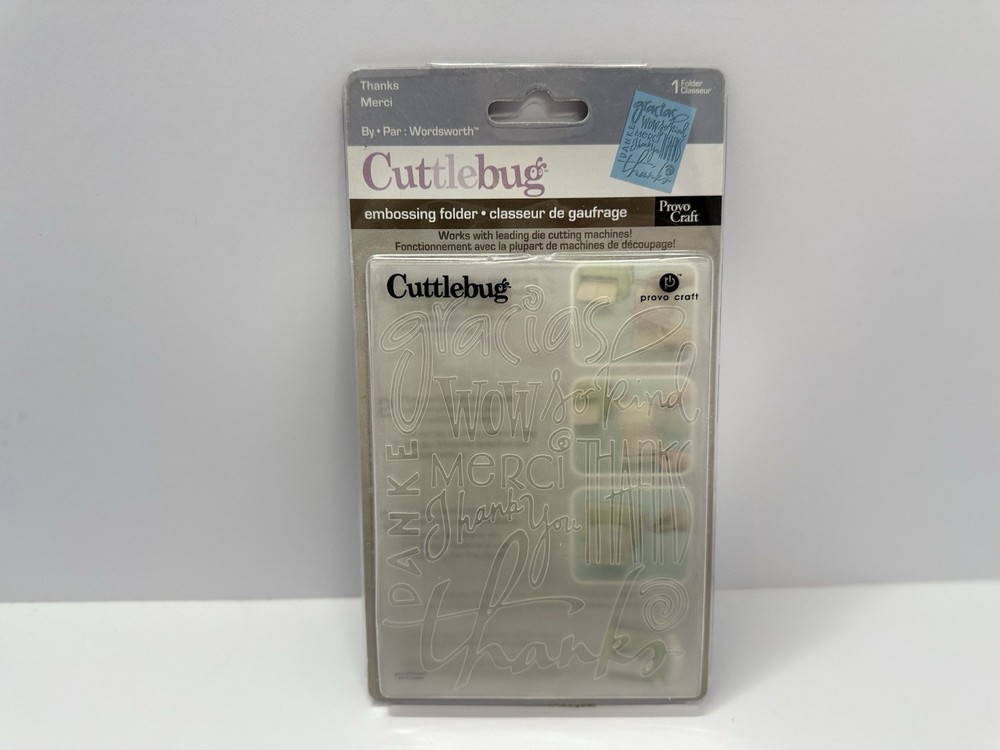 Embossing Folder NEW 2006 Cuttlebug Provo Craft THANKS, VTG, Original Packaging